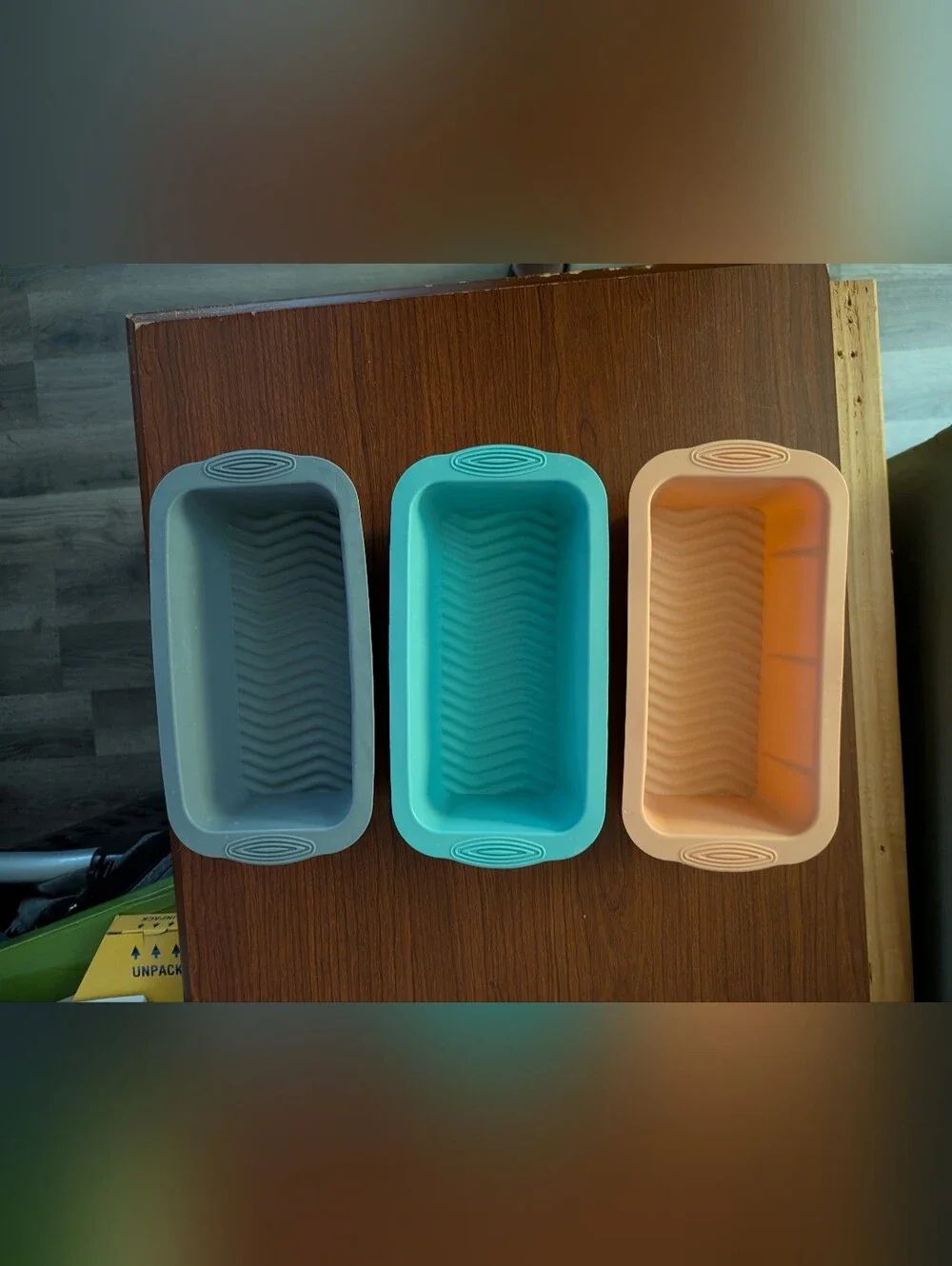 Silicone Bread Pans Trio - Peach, Teal, Gray. Never Been Used